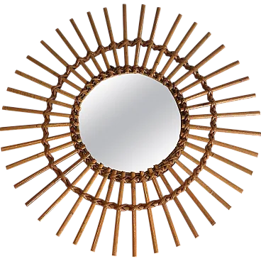 Rattan mirror, 1970s