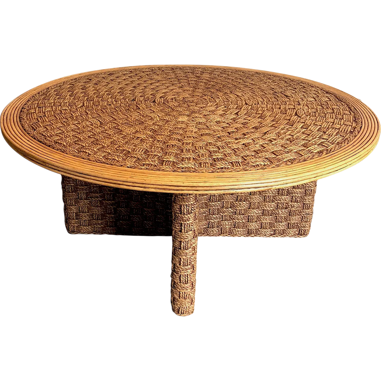 Rope and wood coffee table in the style of Audoux Minet, 1970s 20