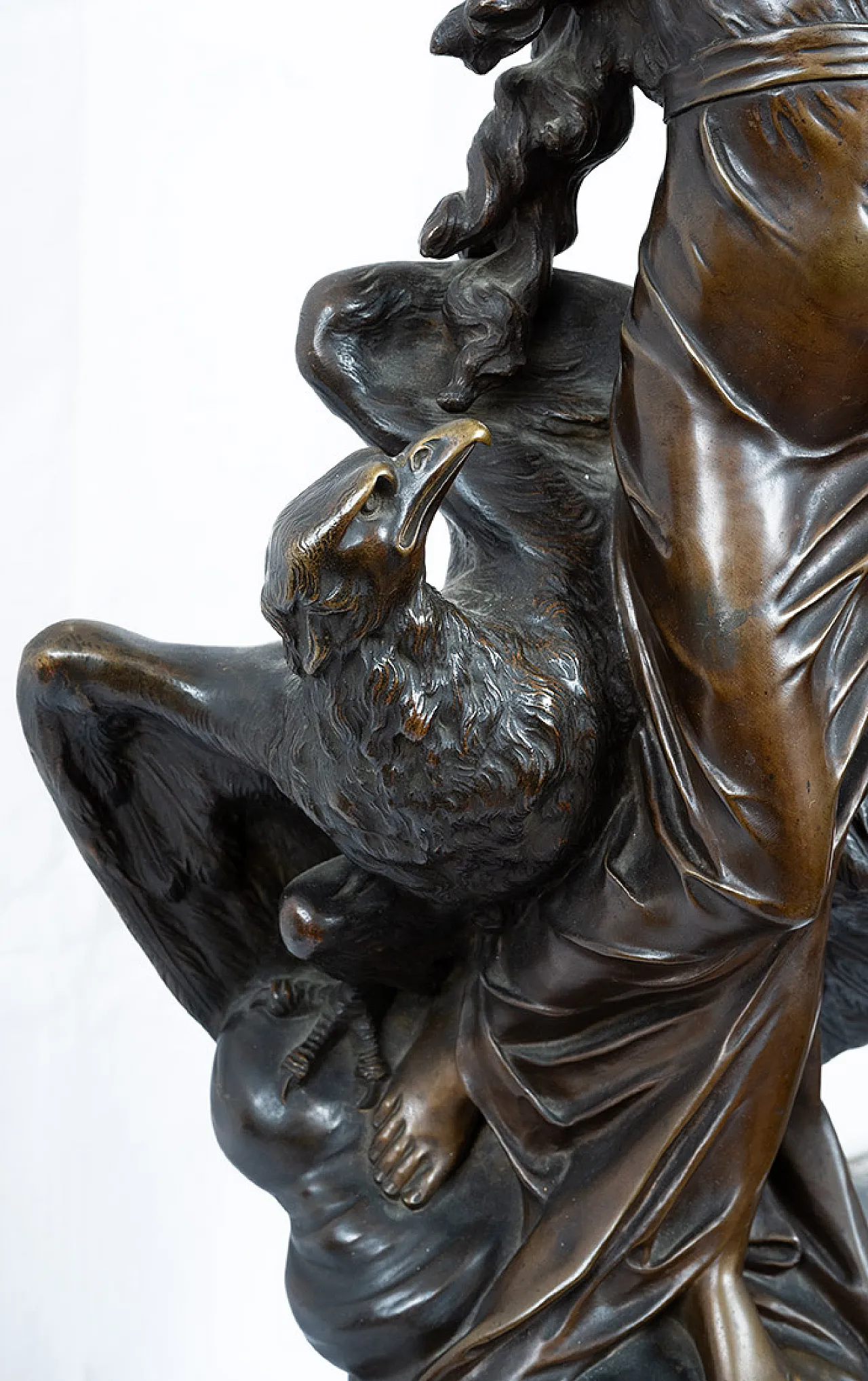 Hebe with the eagle Neoclassical bronze sculpture, 19th century 4