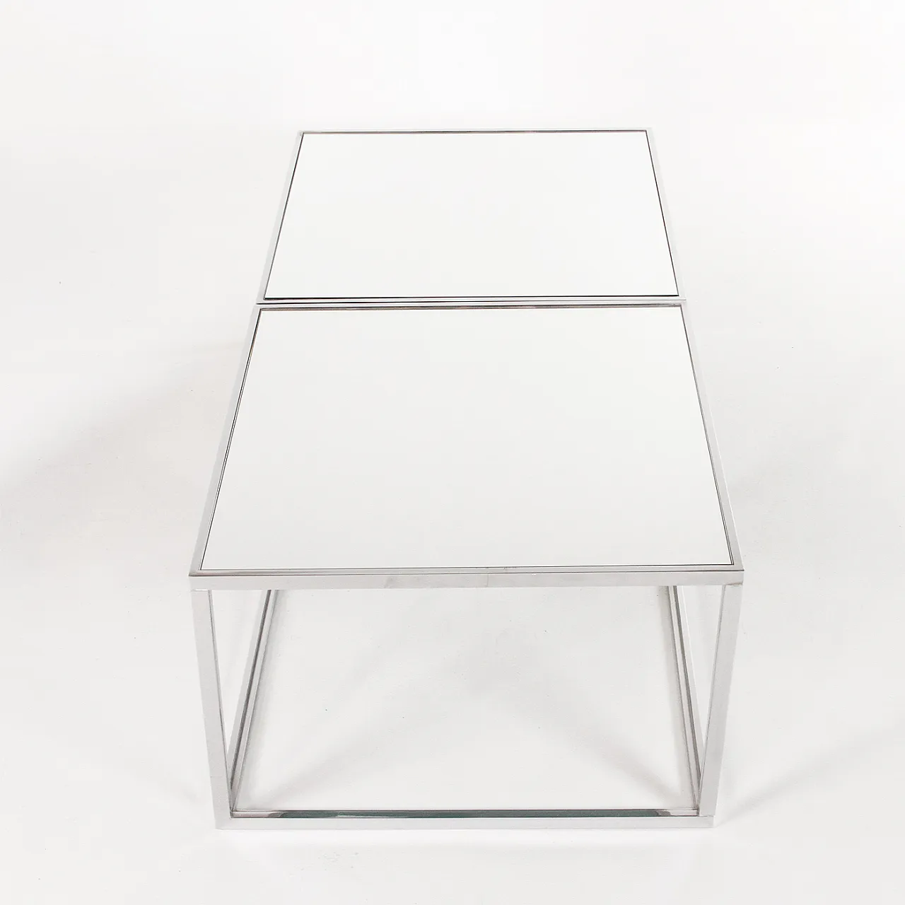 Pair of glass and chrome-plated metal coffee tables, 1970s 6