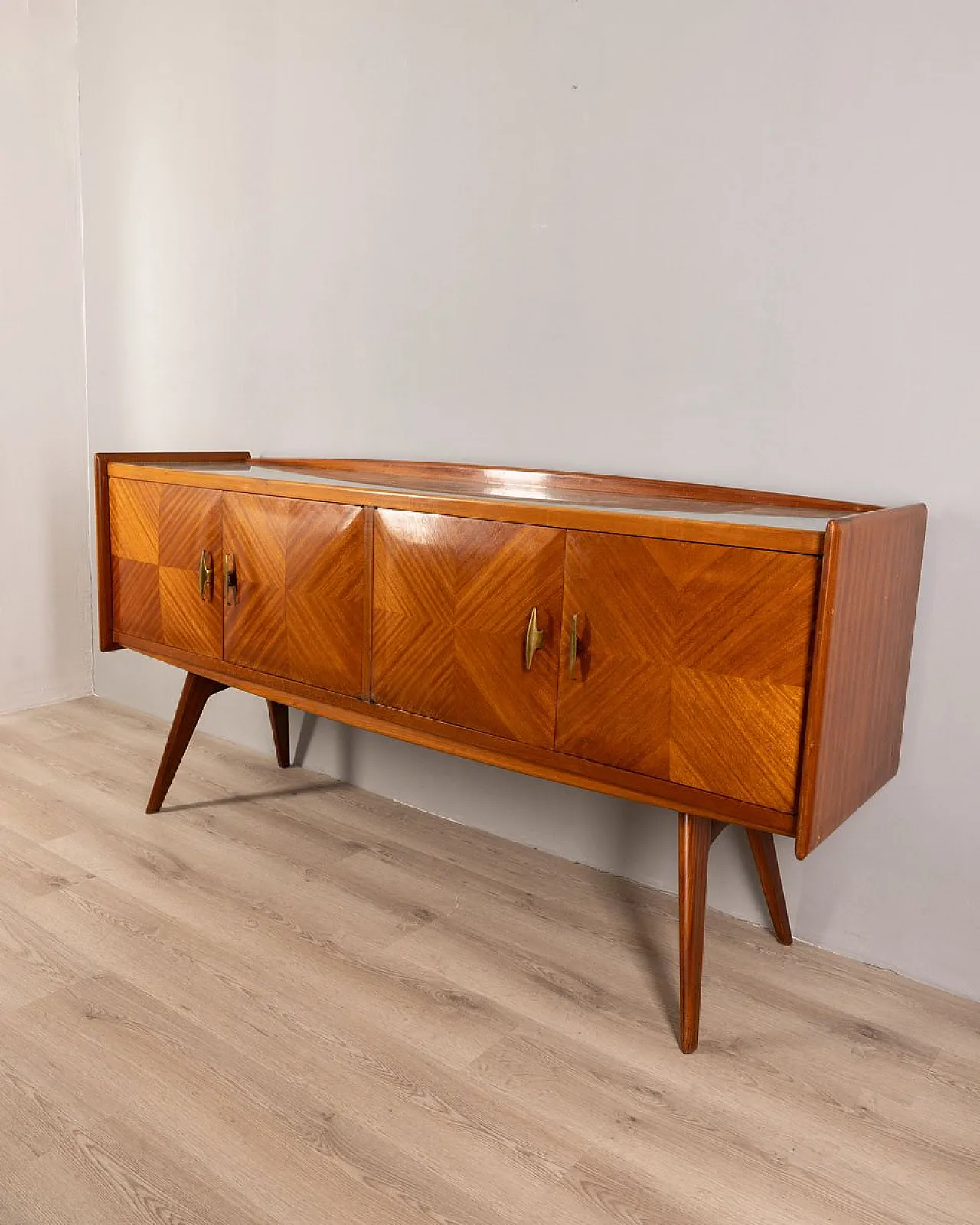 Sideboard in wood and glass, 1950s 2