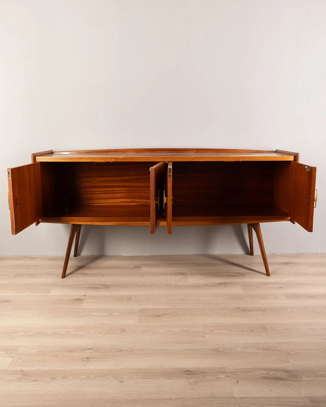 Sideboard in wood and glass, 1950s 3