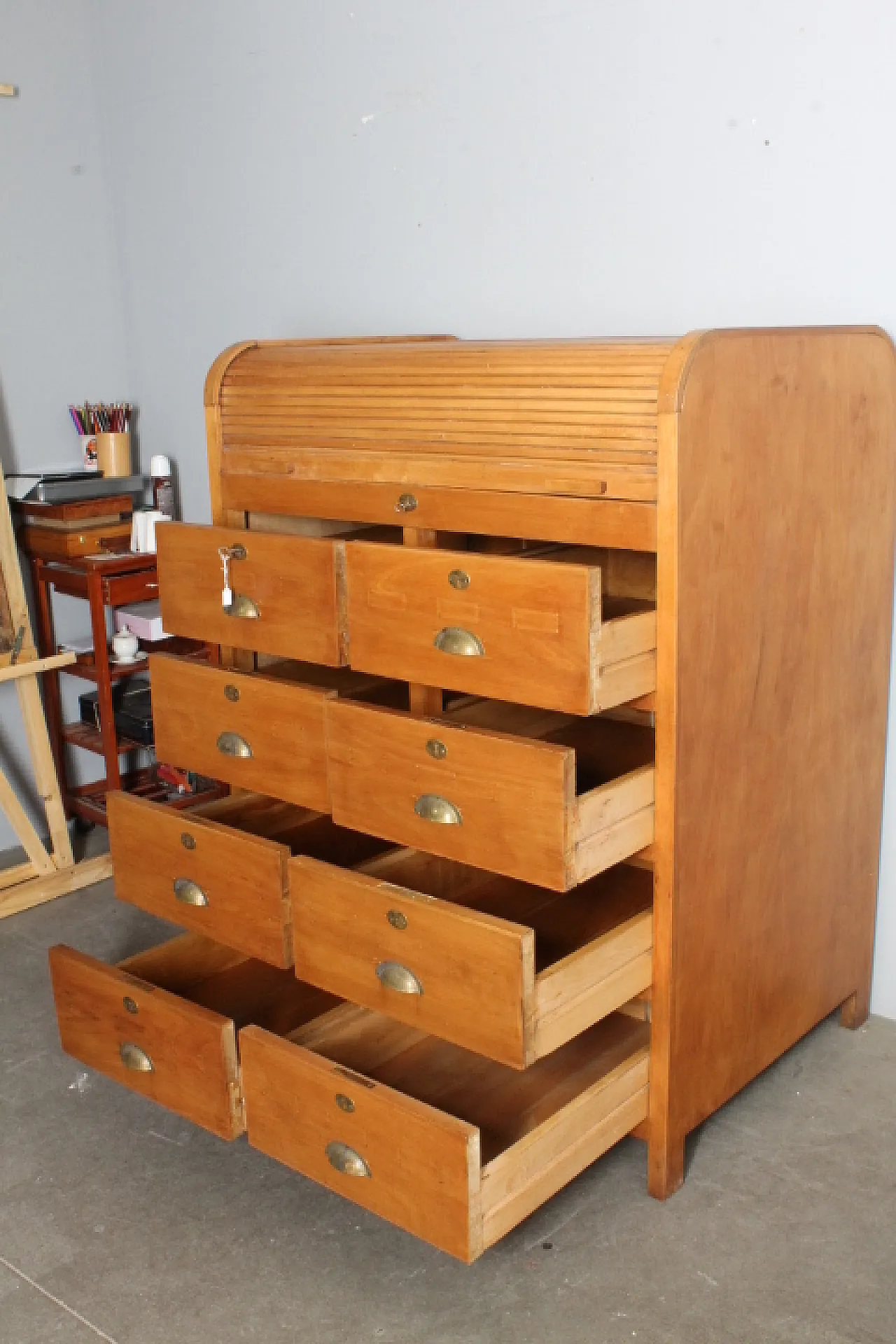 Mobile Field A Serrandina beech 8 drawers, 50s 9