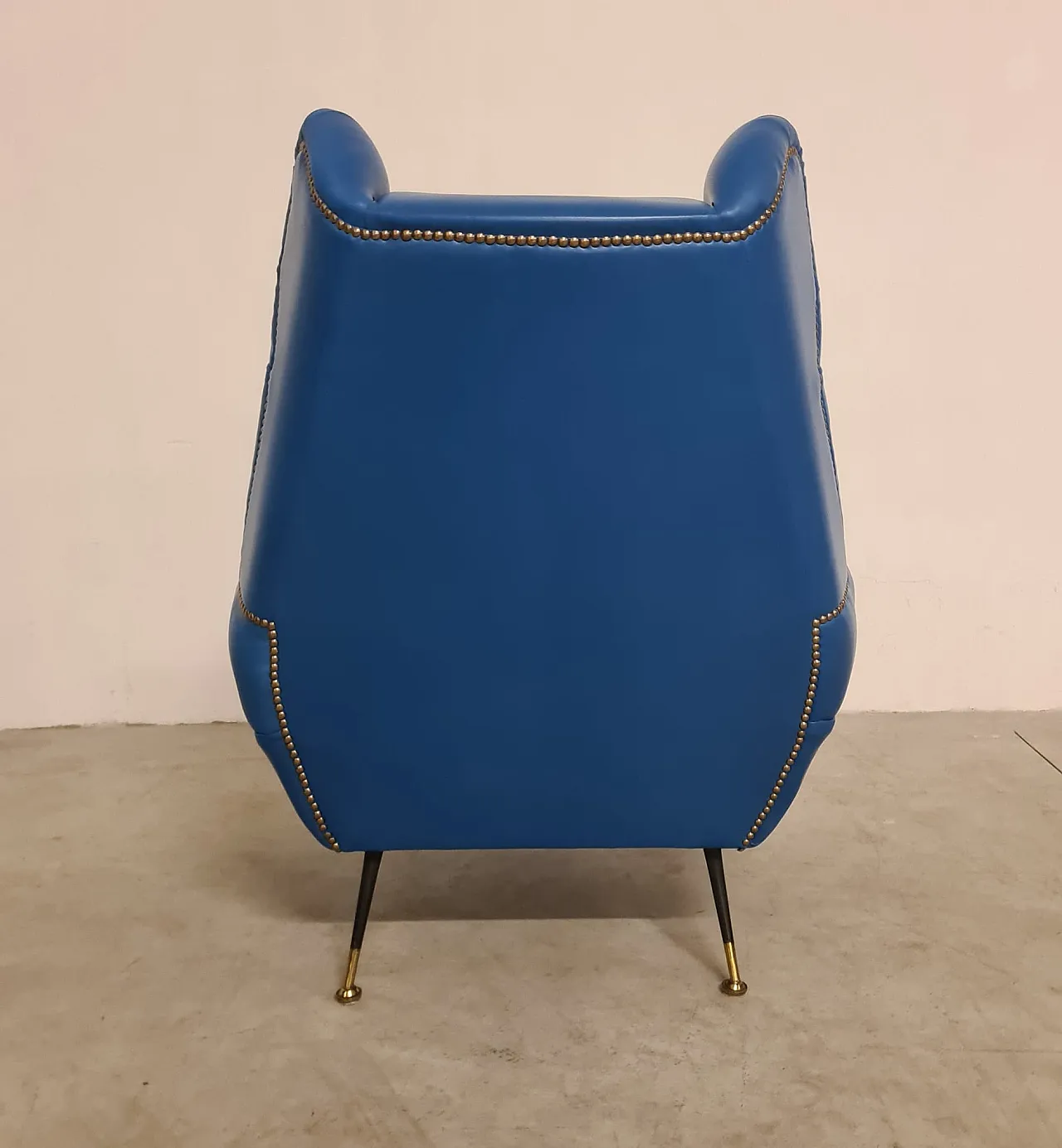 Armchair by Gigi Radice for Minotti. in real blu leather, 50s 5