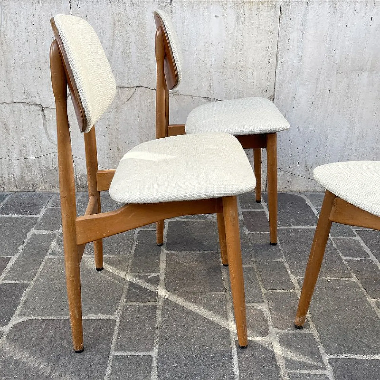 Upholstered Teak Chairs, Italy, 1960s, Set of 4 3