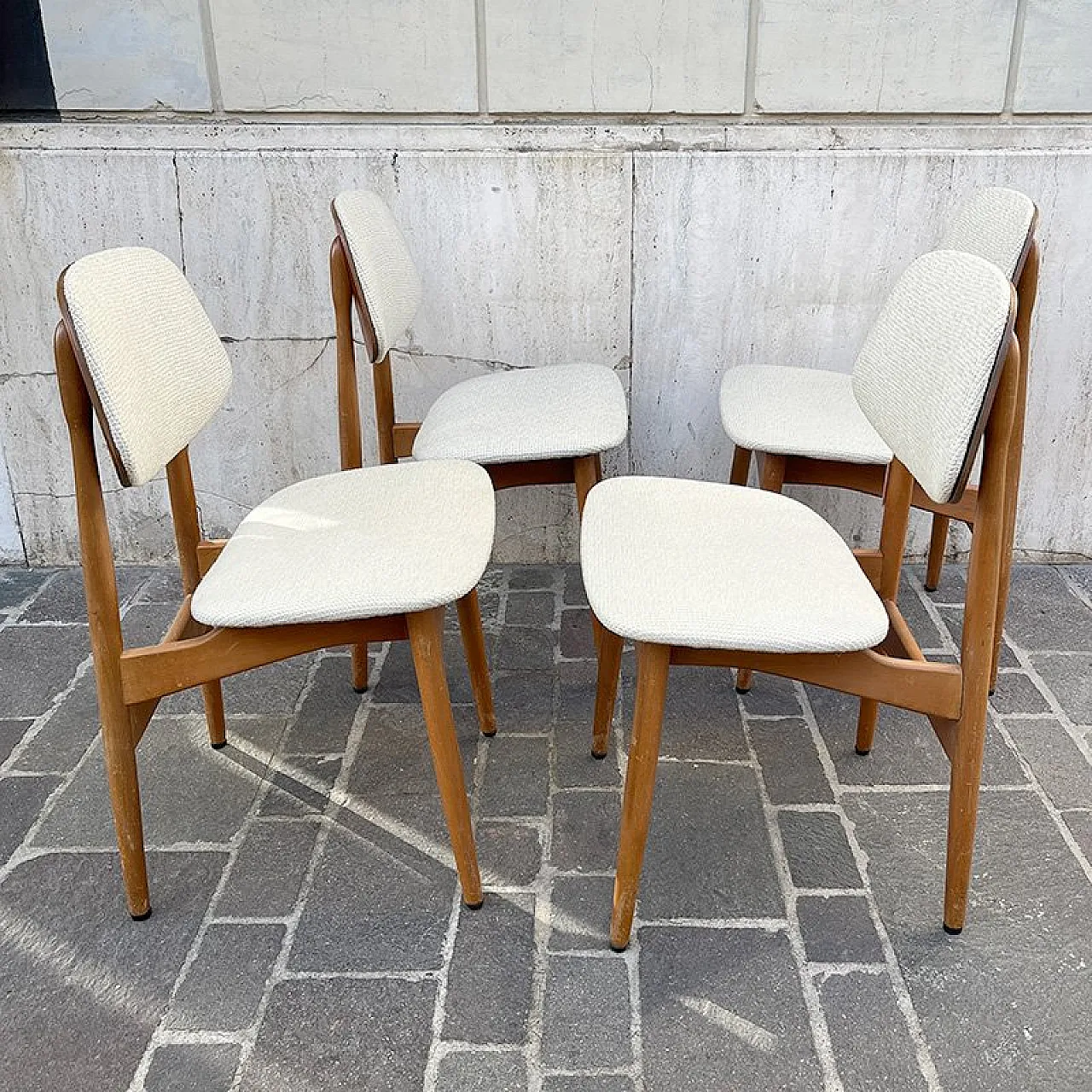 Upholstered Teak Chairs, Italy, 1960s, Set of 4 4