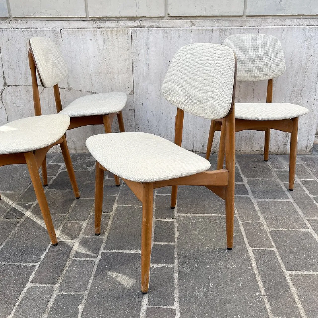 Upholstered Teak Chairs, Italy, 1960s, Set of 4 6