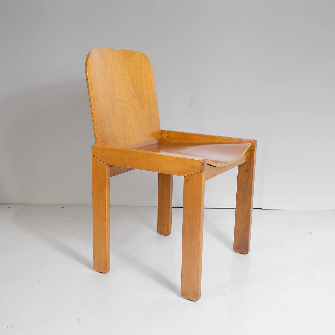 6 Dining chairs in walnut & cherry by Tobia Scarpa for Molteni, 1970s 28