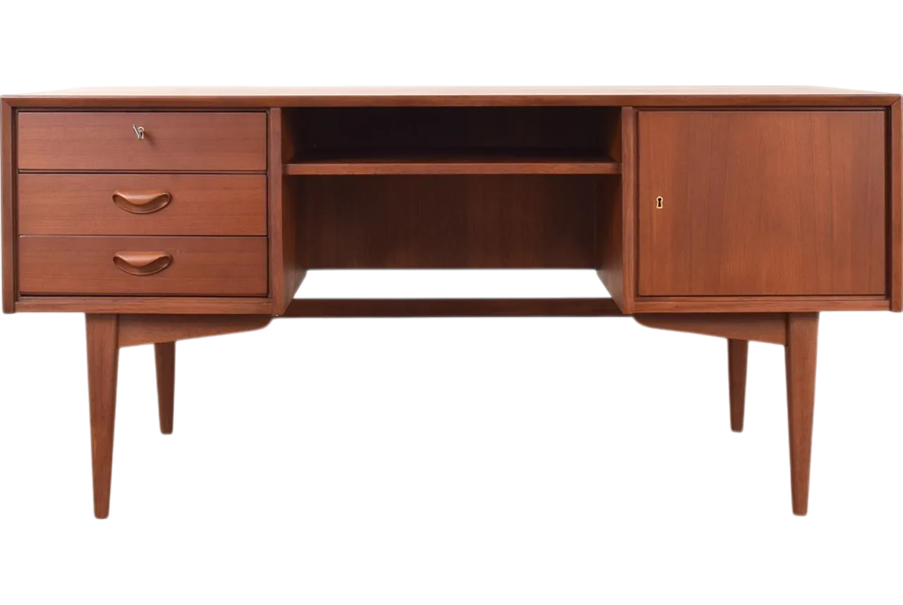 Mid-Century Teak Desk by Franz Ehrlich for Deutsche Werkstätten Heller 18