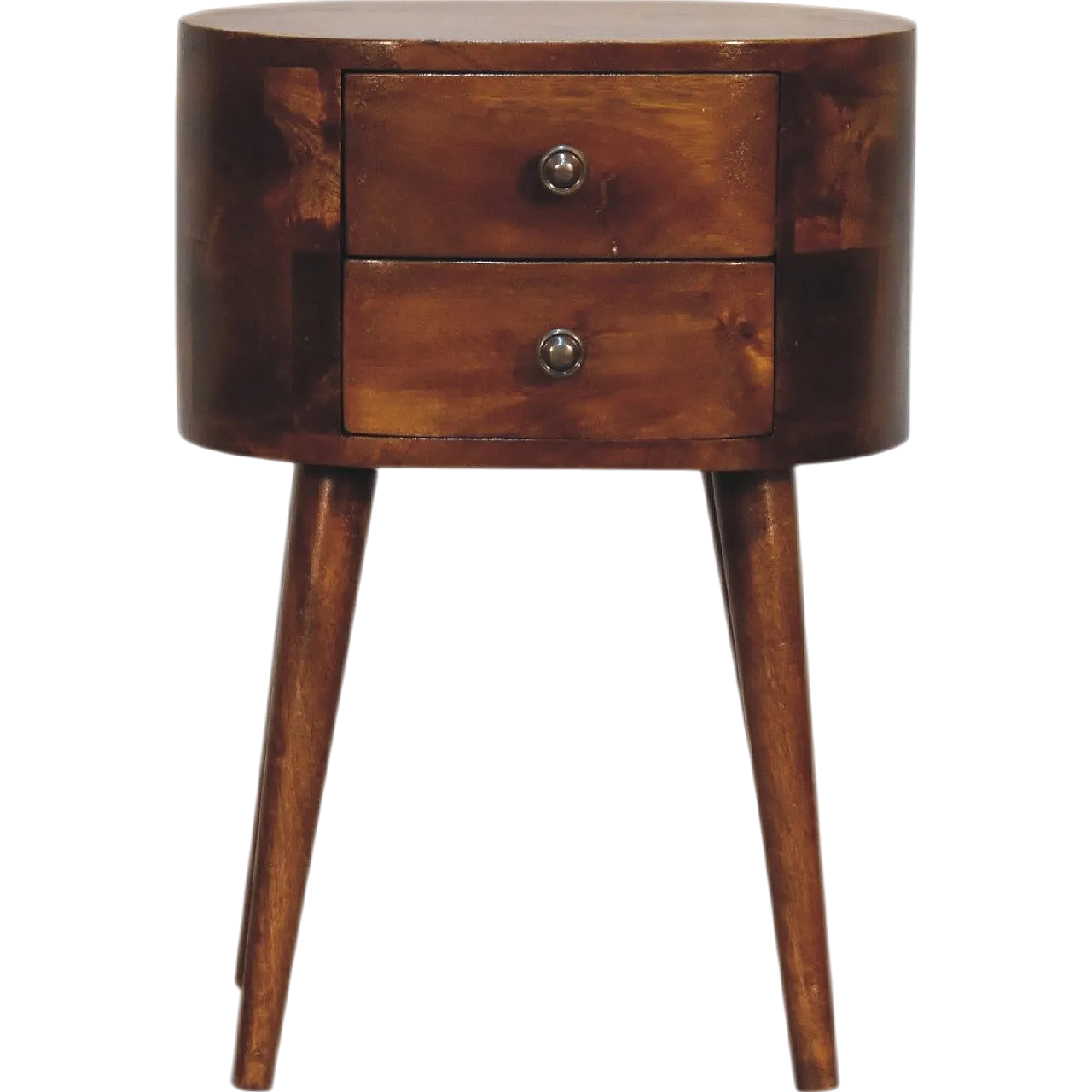 Bedside Table Rounded Solid Mango Wood Chestnut, 2000 13