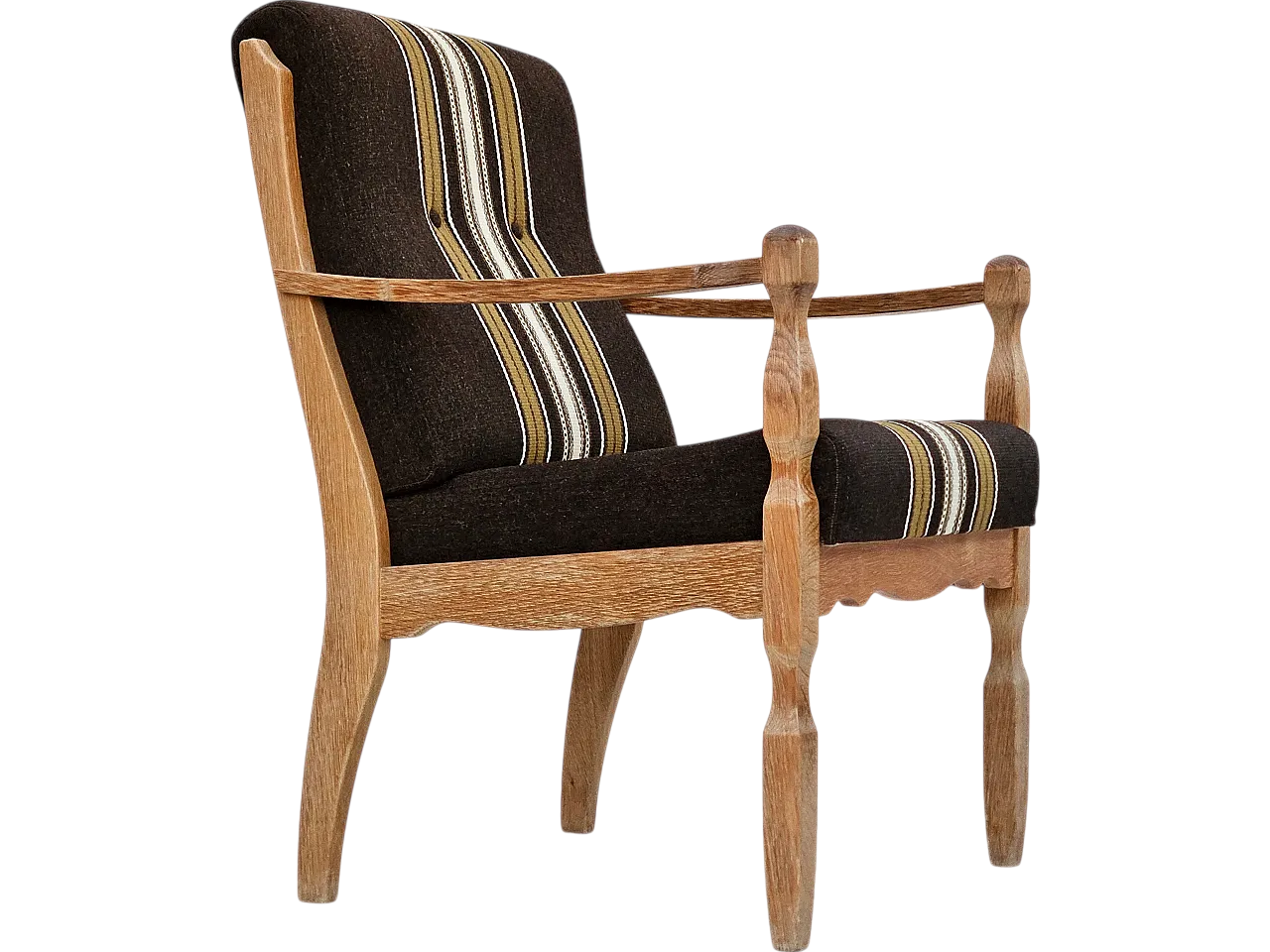 Danish armchair, wool, solid oak wood, 1970s 20