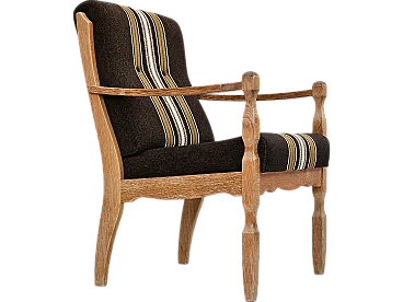 Danish armchair, wool, solid oak wood, 1970s