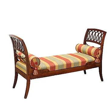 Empire sofa in cherry wood and fabric, 19th century