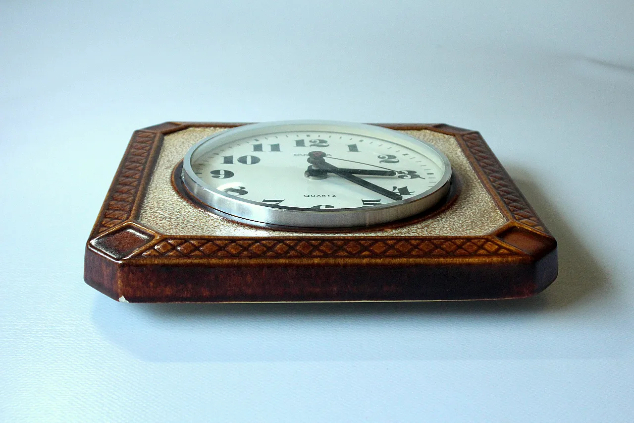 Ceramic clock by Dugena with Junghans-quartz-movement, 70s 3