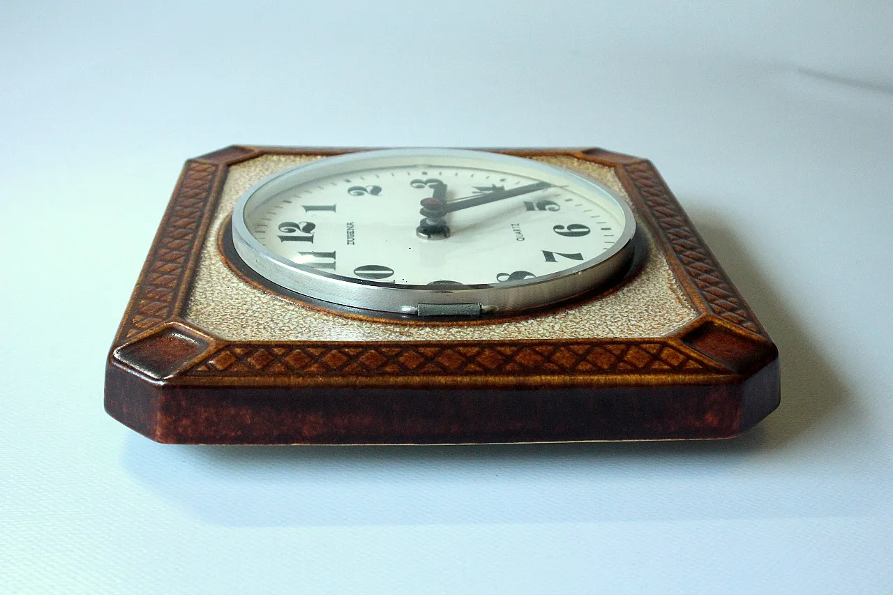 Ceramic clock by Dugena with Junghans-quartz-movement, 70s 4