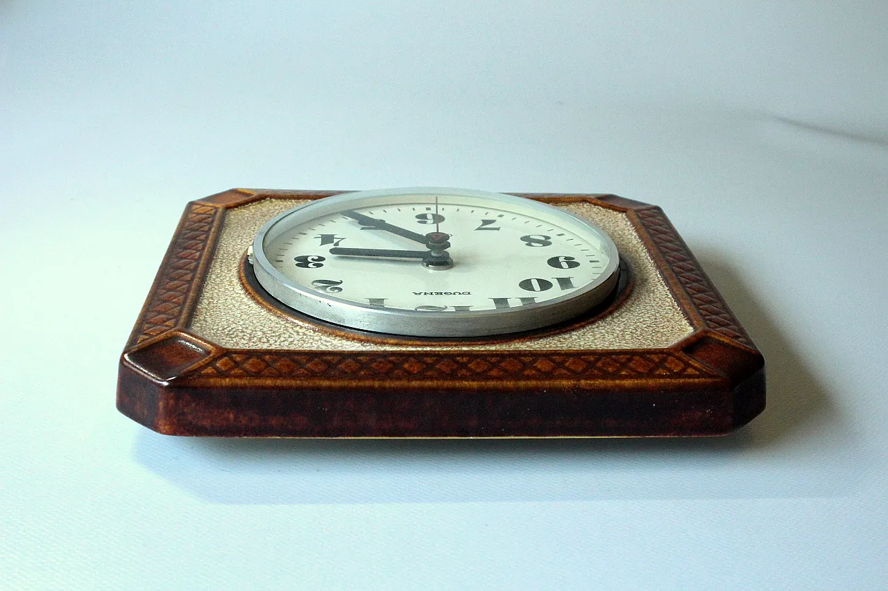 Ceramic clock by Dugena with Junghans-quartz-movement, 70s 5