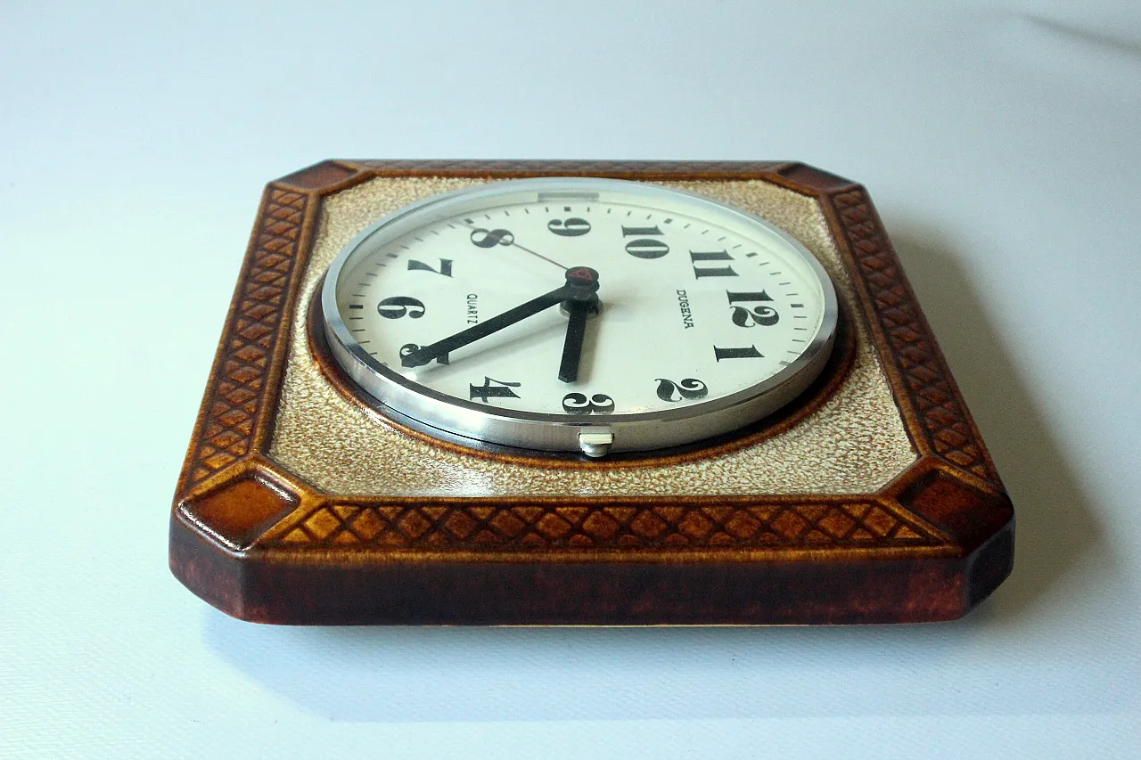 Ceramic clock by Dugena with Junghans-quartz-movement, 70s 6