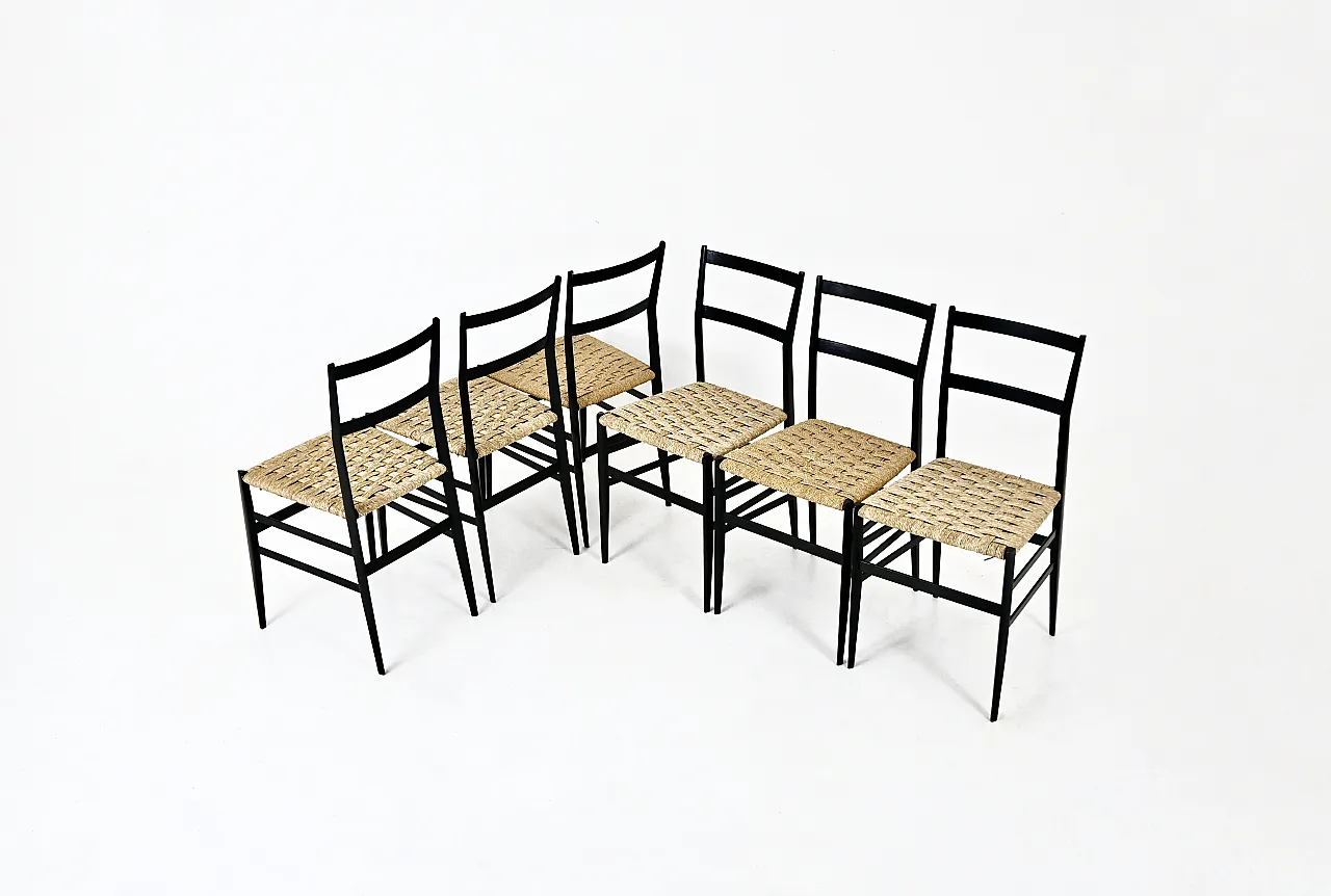 6 "Superleggera" Chairs by Gio Ponti for Cassina, 1950s 2