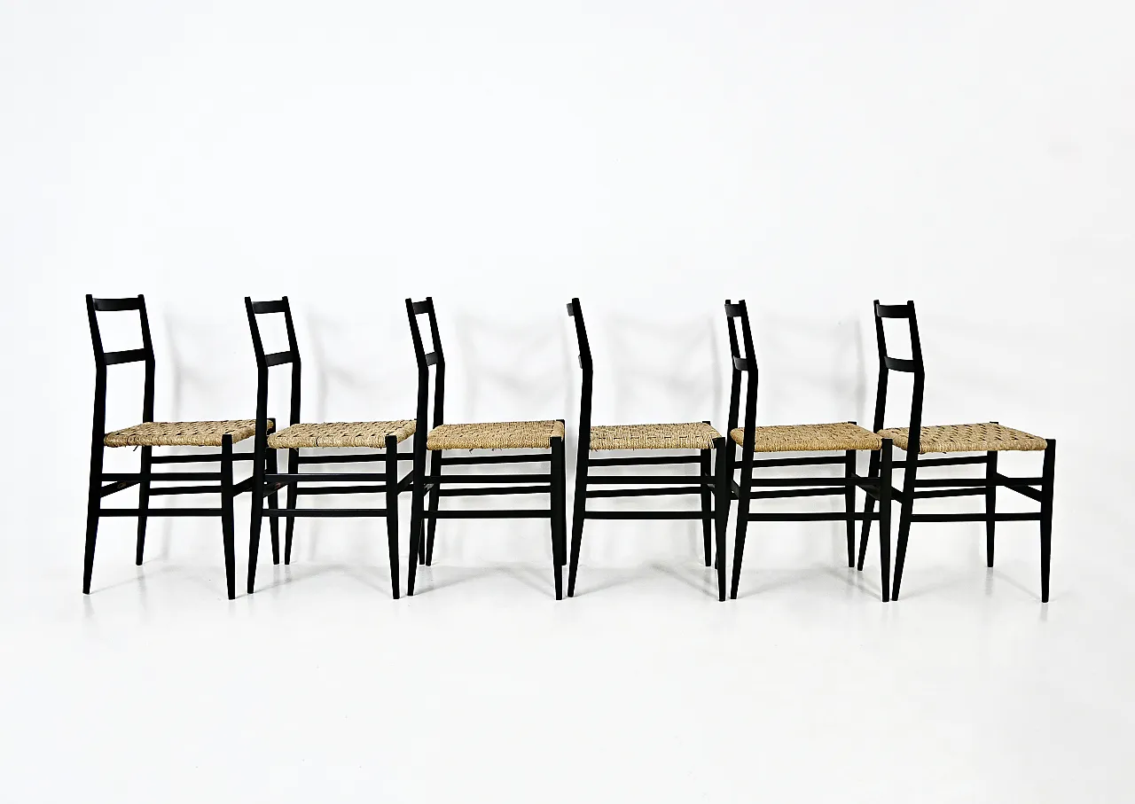 6 "Superleggera" Chairs by Gio Ponti for Cassina, 1950s 4