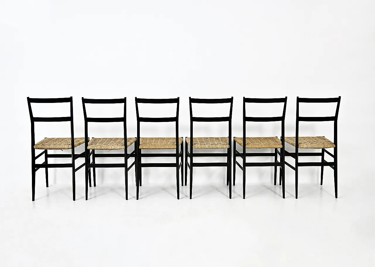 6 "Superleggera" Chairs by Gio Ponti for Cassina, 1950s 5