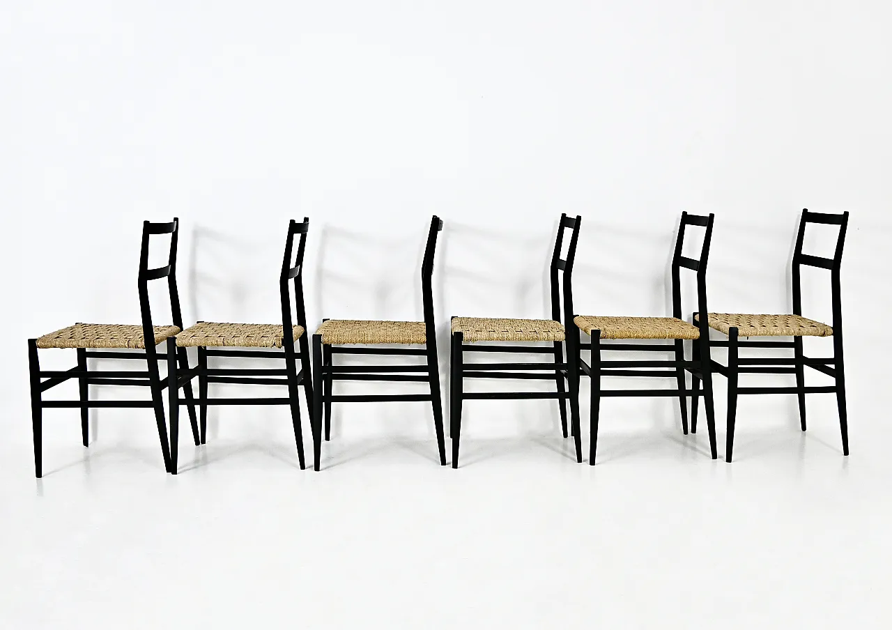 6 "Superleggera" Chairs by Gio Ponti for Cassina, 1950s 6