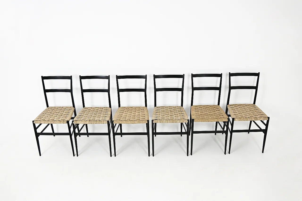 6 "Superleggera" Chairs by Gio Ponti for Cassina, 1950s 7