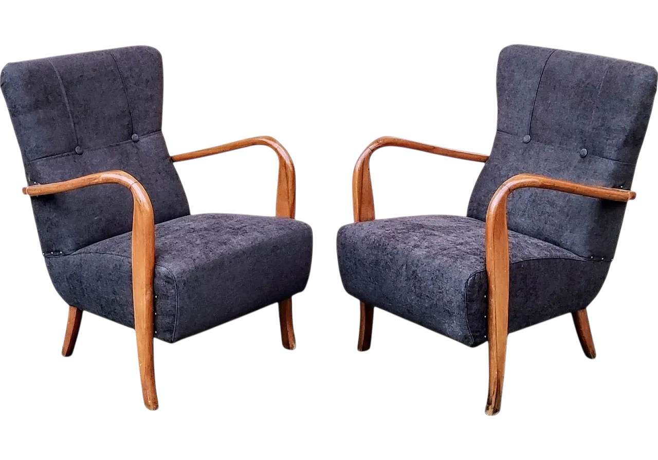 Pair of beech armchairs, 1950s 27