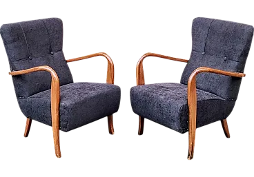 Pair of beech armchairs, 1950s