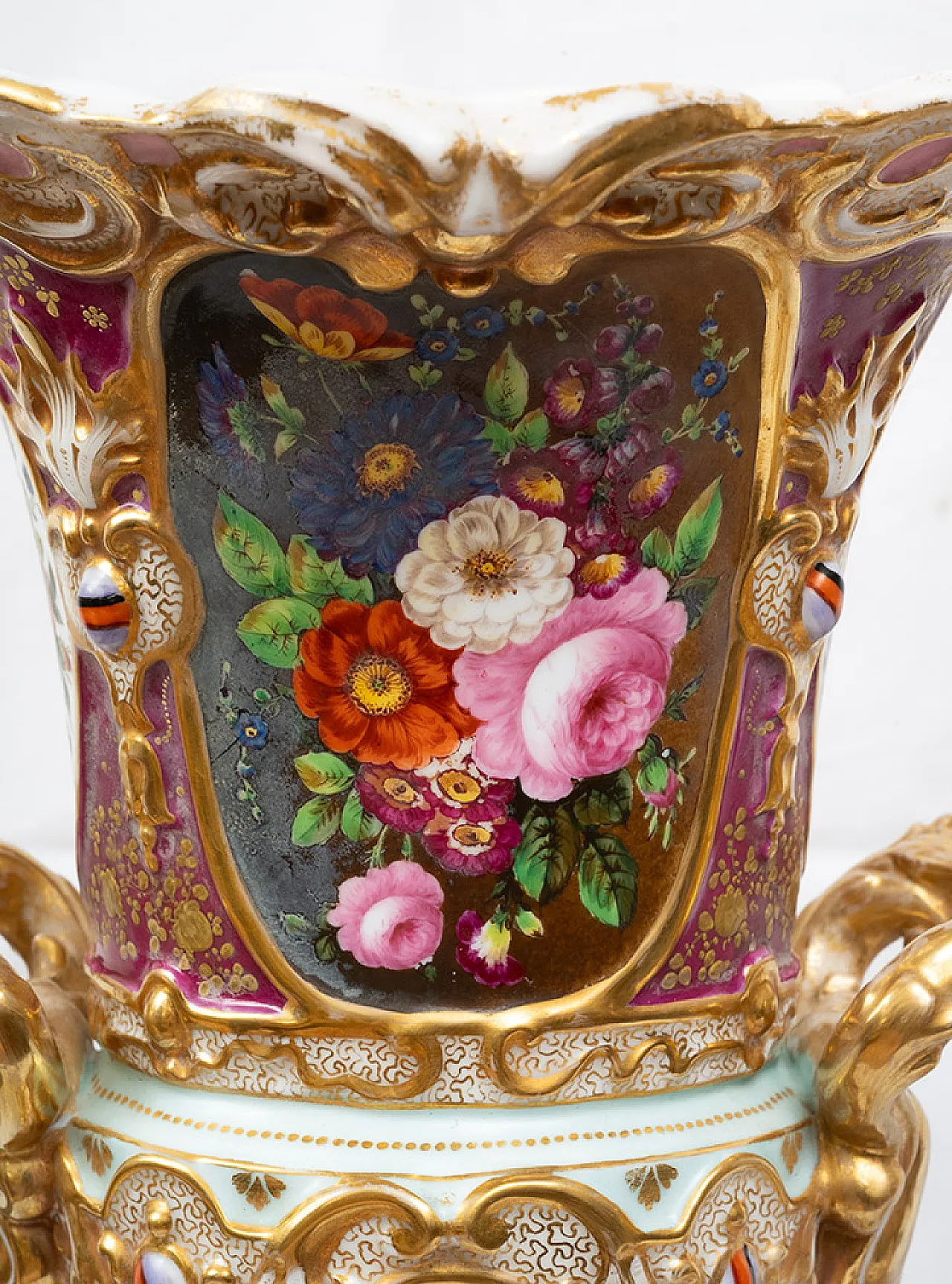 Louis Philippe Old Paris polycromed porcelain vases, 19th century 2