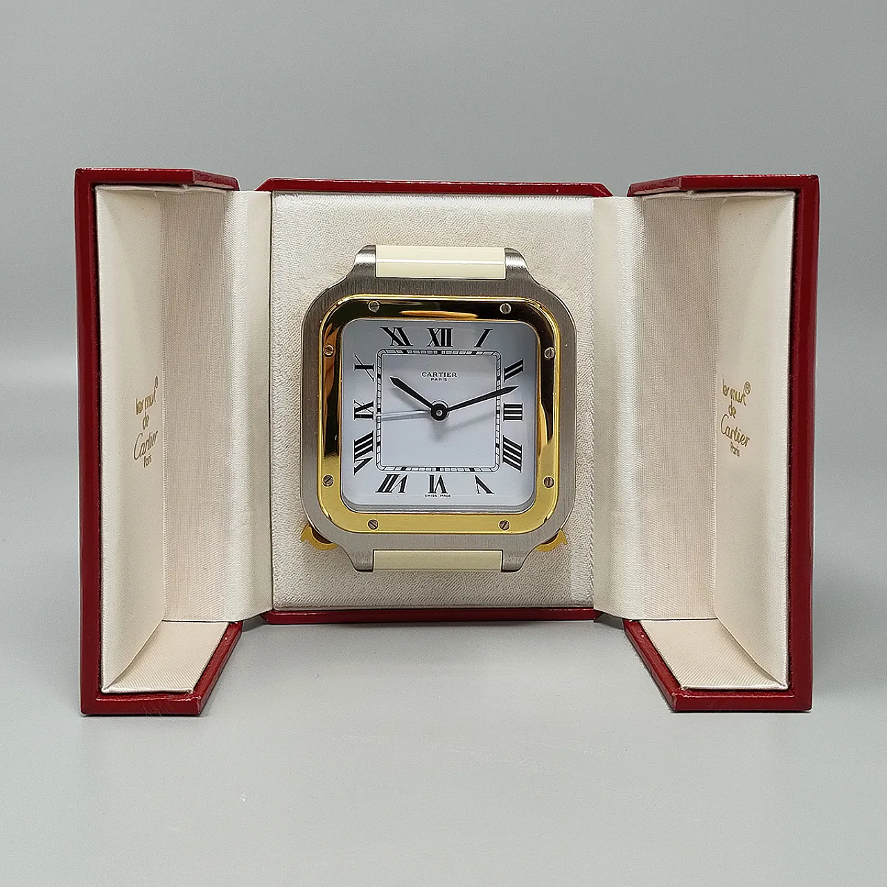 Cartier Santos Alarm Clock Penduclette, Swiss, 1980s 9