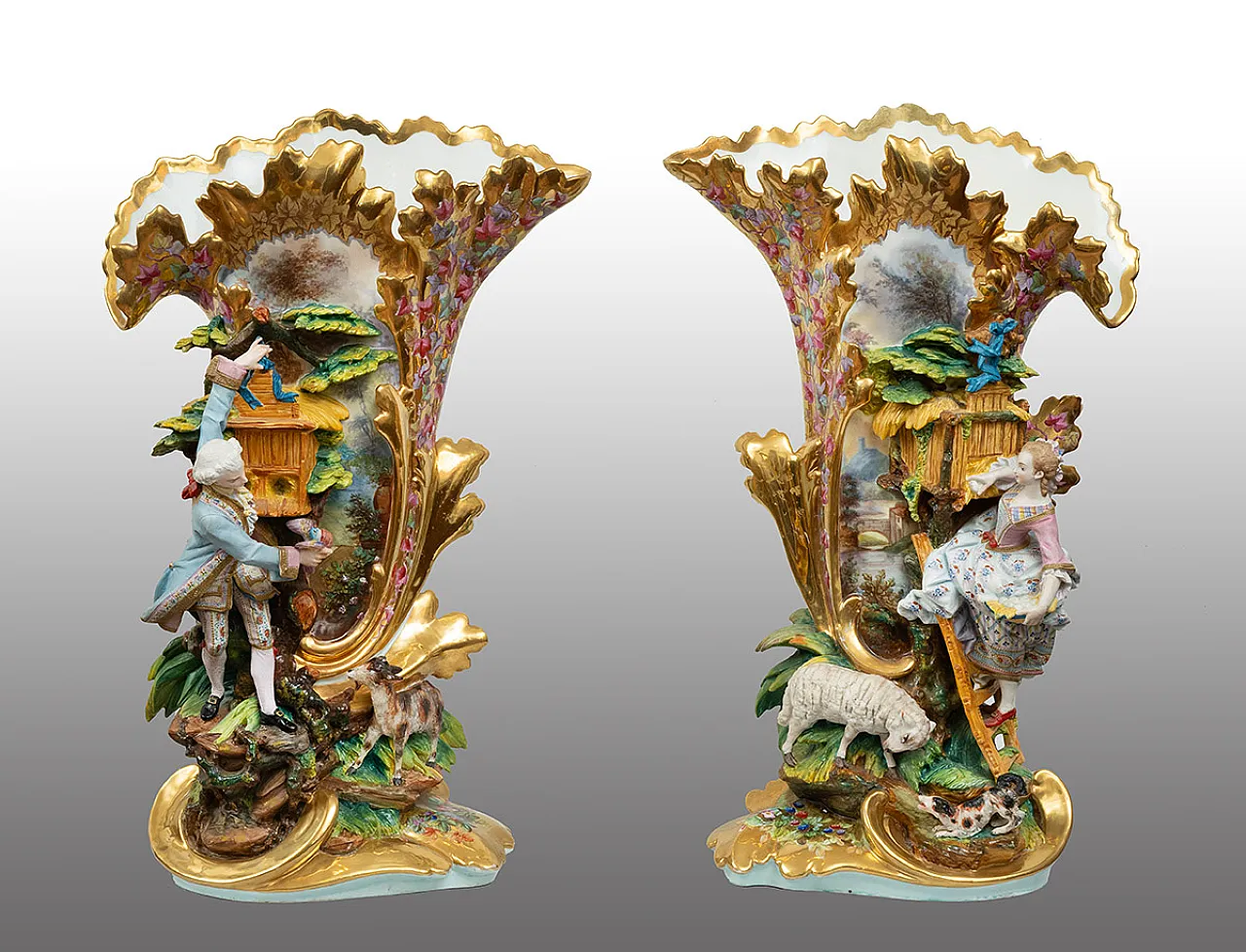 Louis Philippe Napoletan vase by Capodimonte porcelain, '800 1