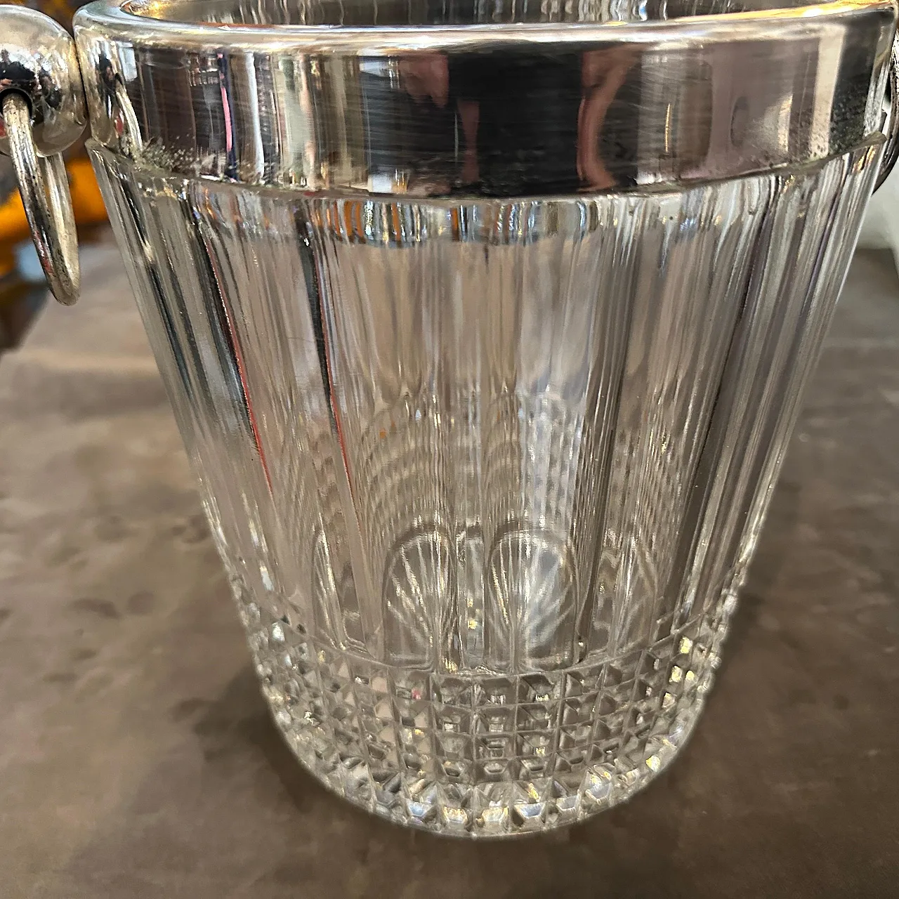 French wine cooler in silver and crystal, 1970s 5