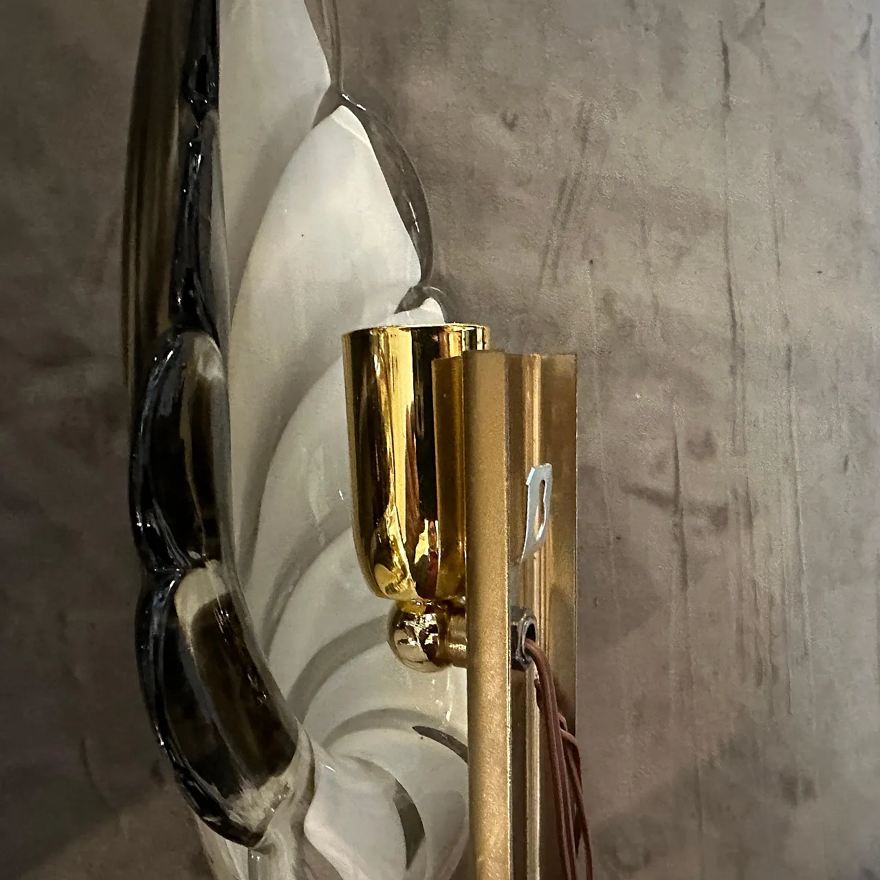 Pair of Murano glass leaf wall sconces by Franco Luce, 1970s 9