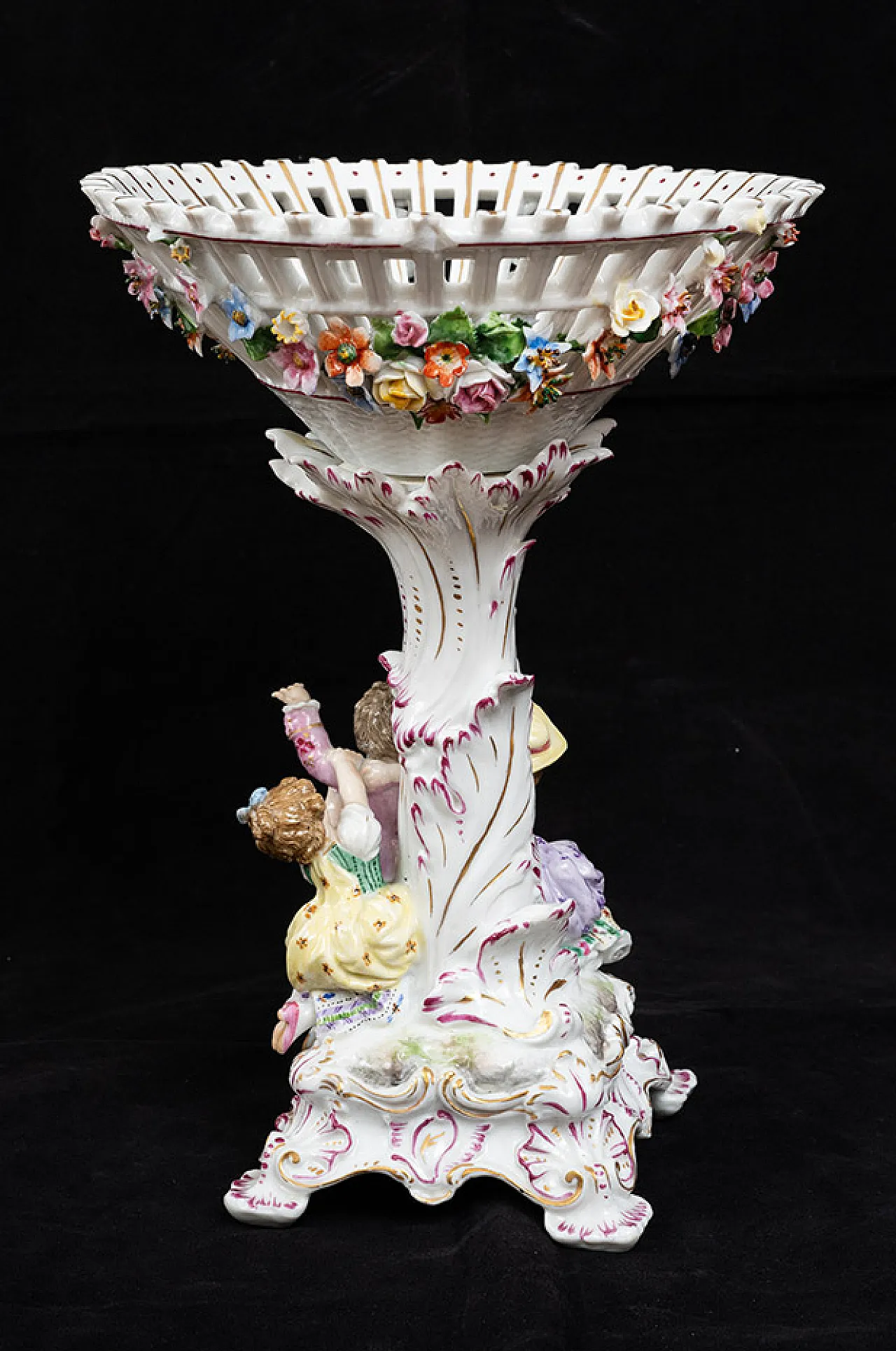 French centerpiece polycromed painted ceramic by Sevres, 20th century 5