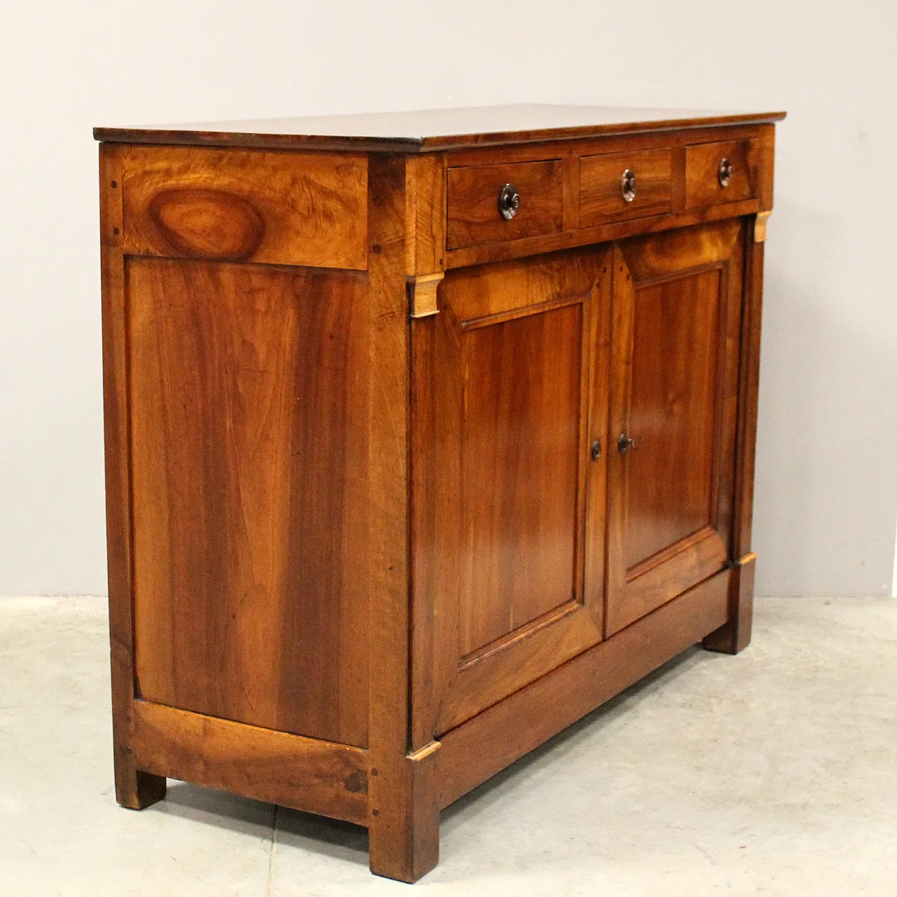 Empire credenza with 3 drawers in walnut, 19th centiry 4