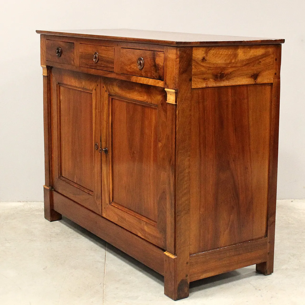 Empire credenza with 3 drawers in walnut, 19th centiry 5