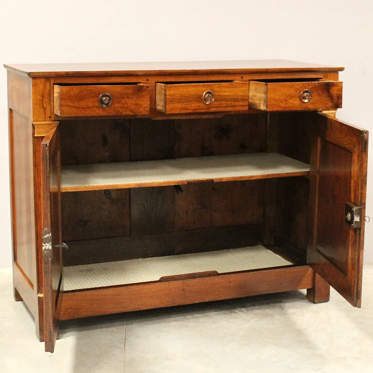 Empire credenza with 3 drawers in walnut, 19th centiry 11