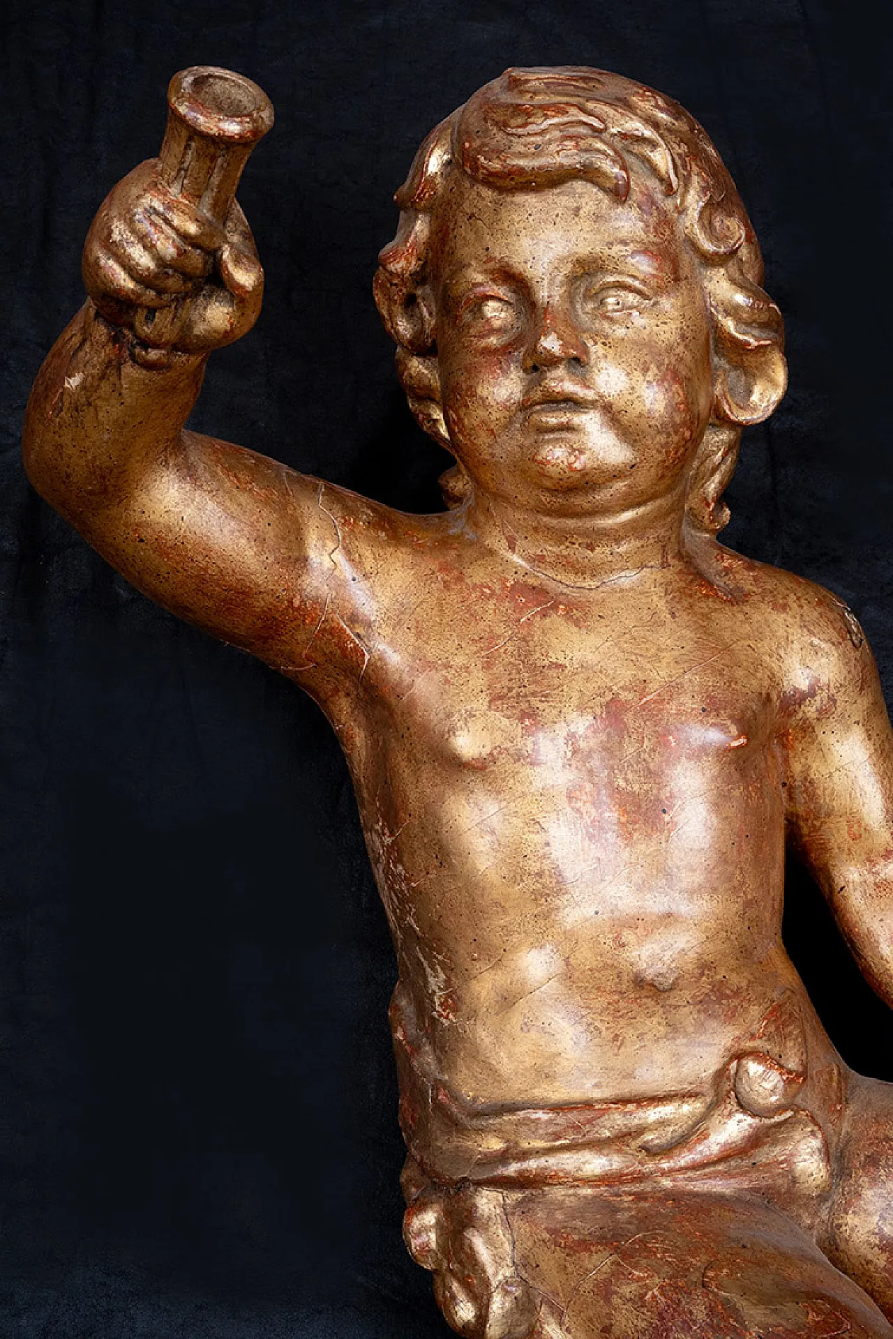 Pair of Florentine putti with in gilded sculptural wood, 17th century 2