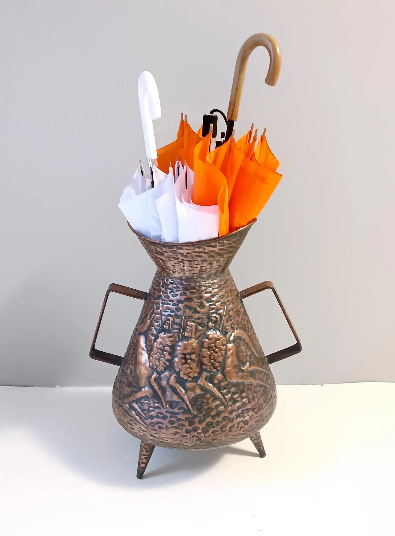 Copper Umbrella Stand  Vase Attr. to Angelo Bragalini, Italy, 1960s 3