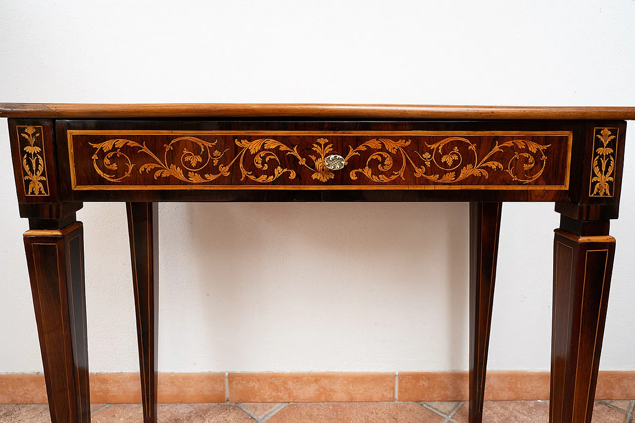 Lombard Louis XVI writing table in precious exotic woods, 18th century 3