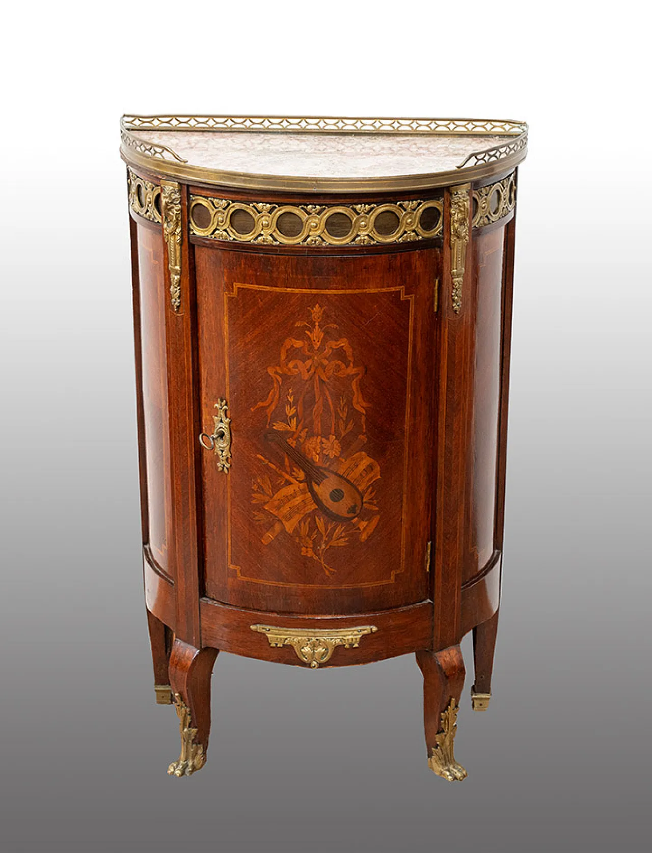 Small demi lune Napoleon III side table in mahogany, 19th century 1