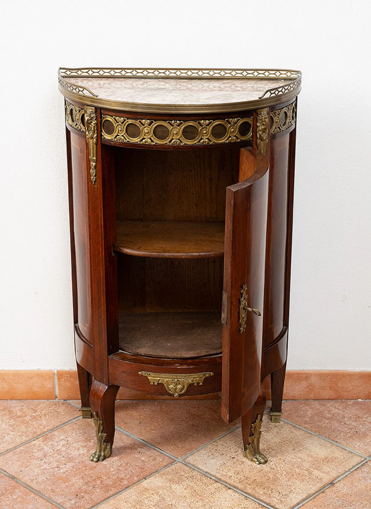 Small demi lune Napoleon III side table in mahogany, 19th century 5