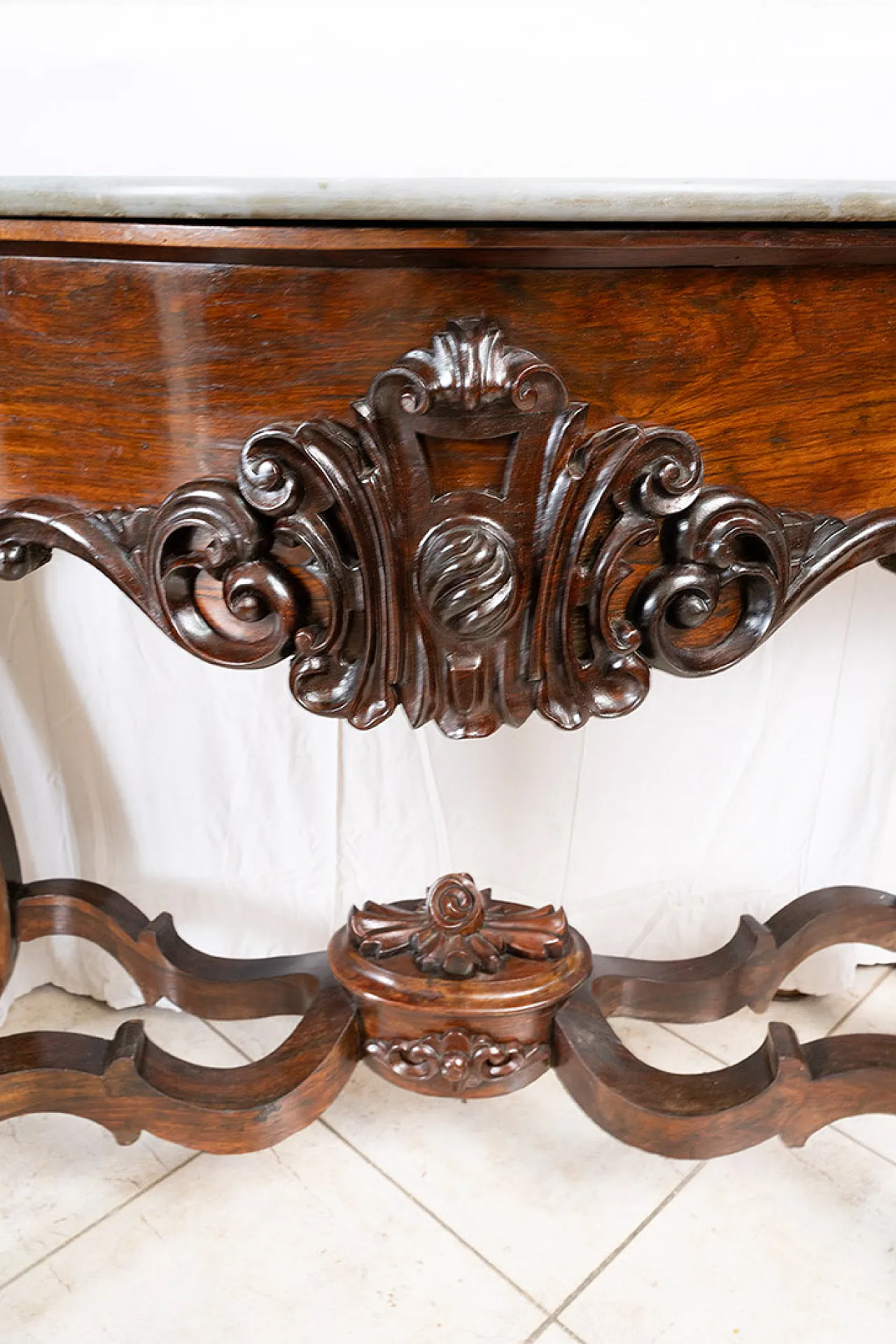 Neapolitan Louis Philippe console table in exotic wood, 19th century 3