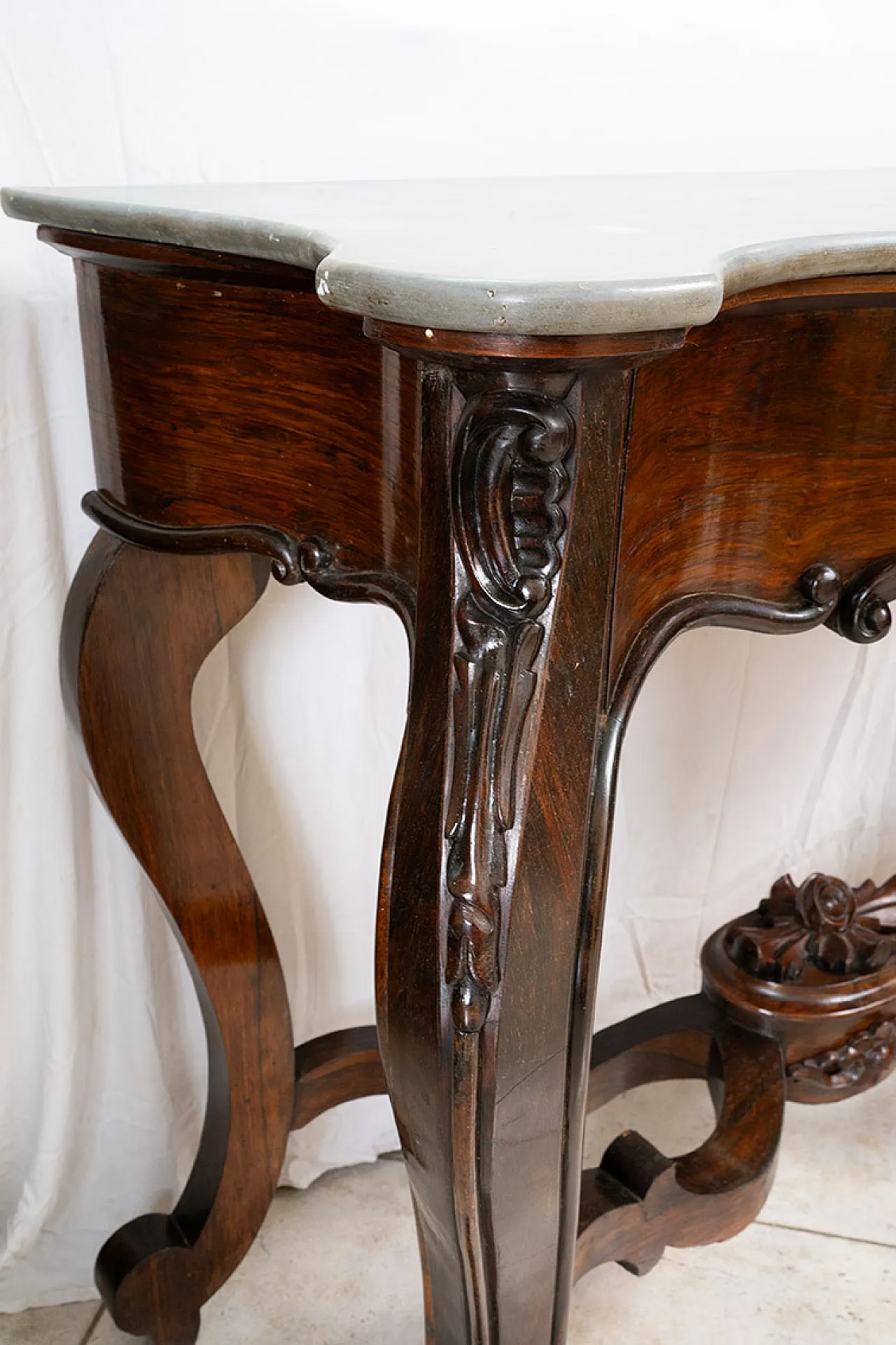 Neapolitan Louis Philippe console table in exotic wood, 19th century 4