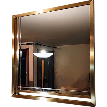 Mirror with double brass and chromium frame, 1970s