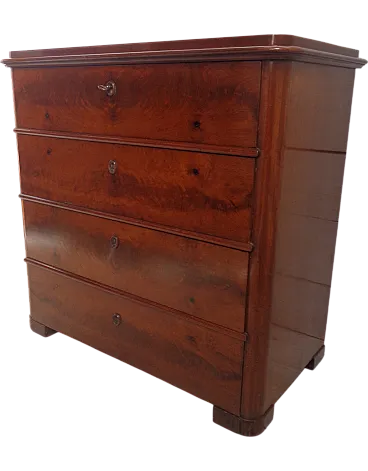 Biedermeier chest of drawers with secretaire in mahogany, 19th century