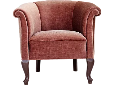 Danish lounge chair salmon pink velour, 1960s