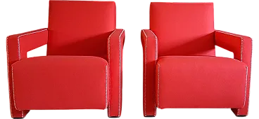 Pair of armchairs Utrecht by Cassina red wool, 2000