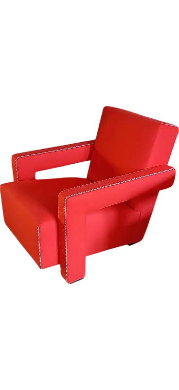 Cassina 637 Utrecht armchair in red wool, 2000