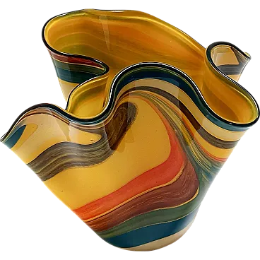 Postmodern multicolored Murano Glass Fazzoletto Vase, 80s